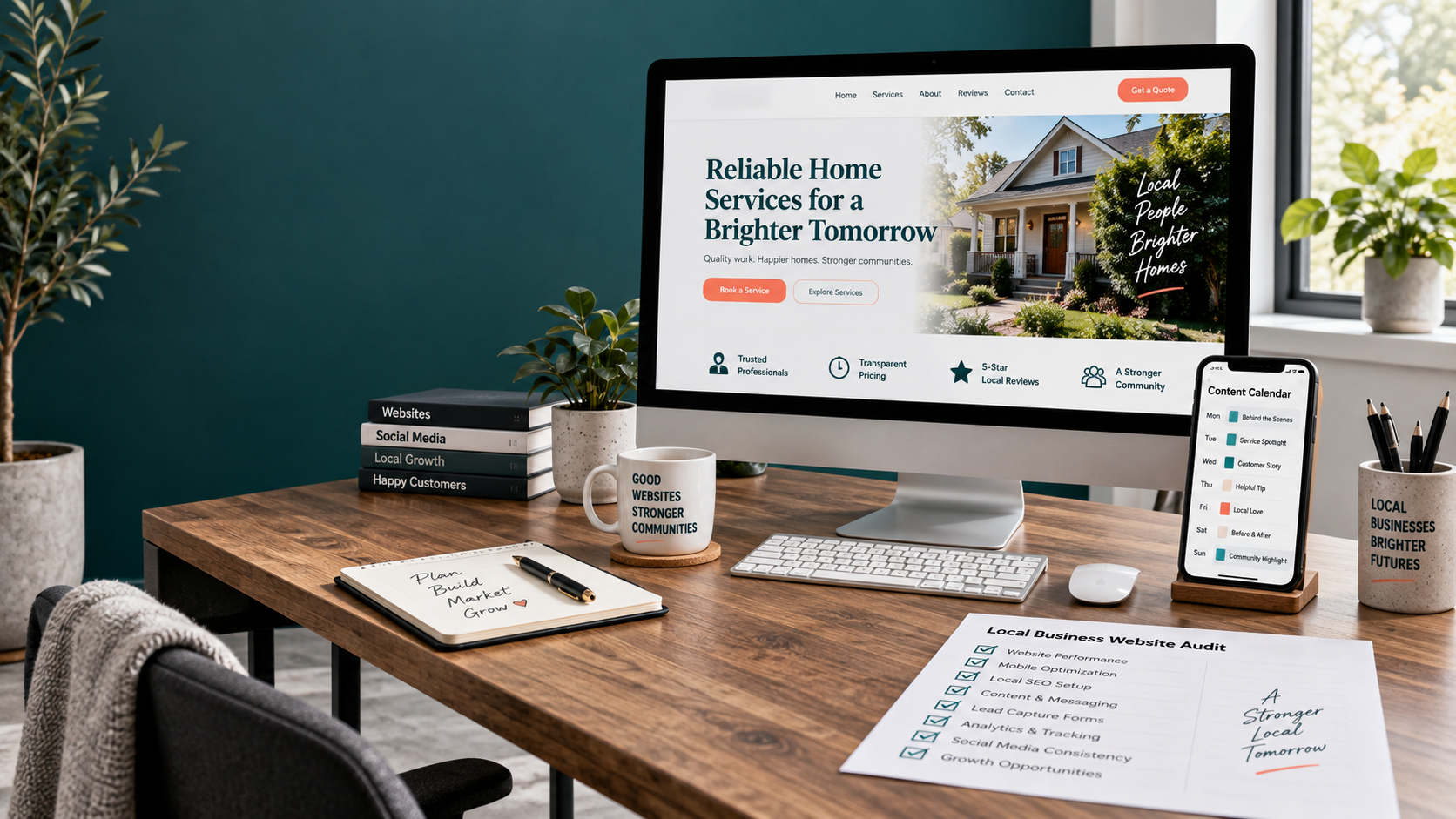 A custom local-business website and content planning workspace